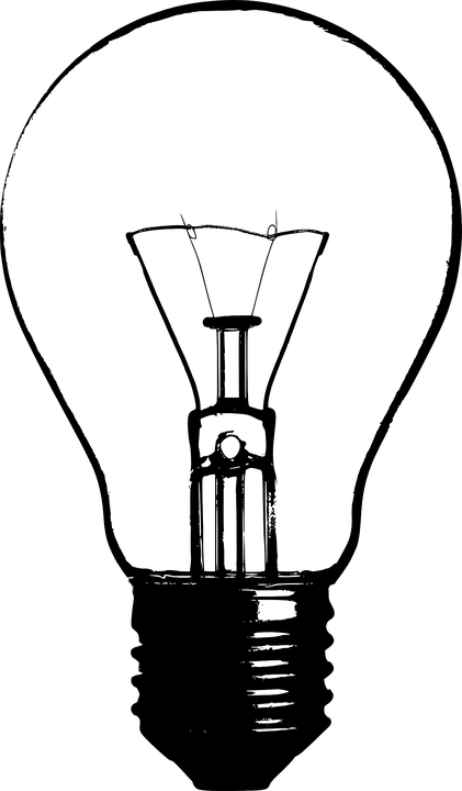 This is an image of a clear incandescent light bulb with a filament in the centre of the bulb.